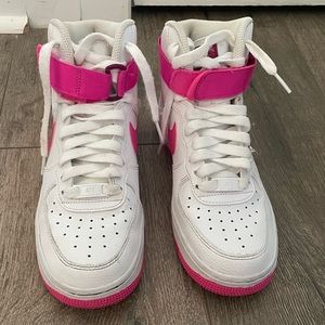 high top air force with pink detailing